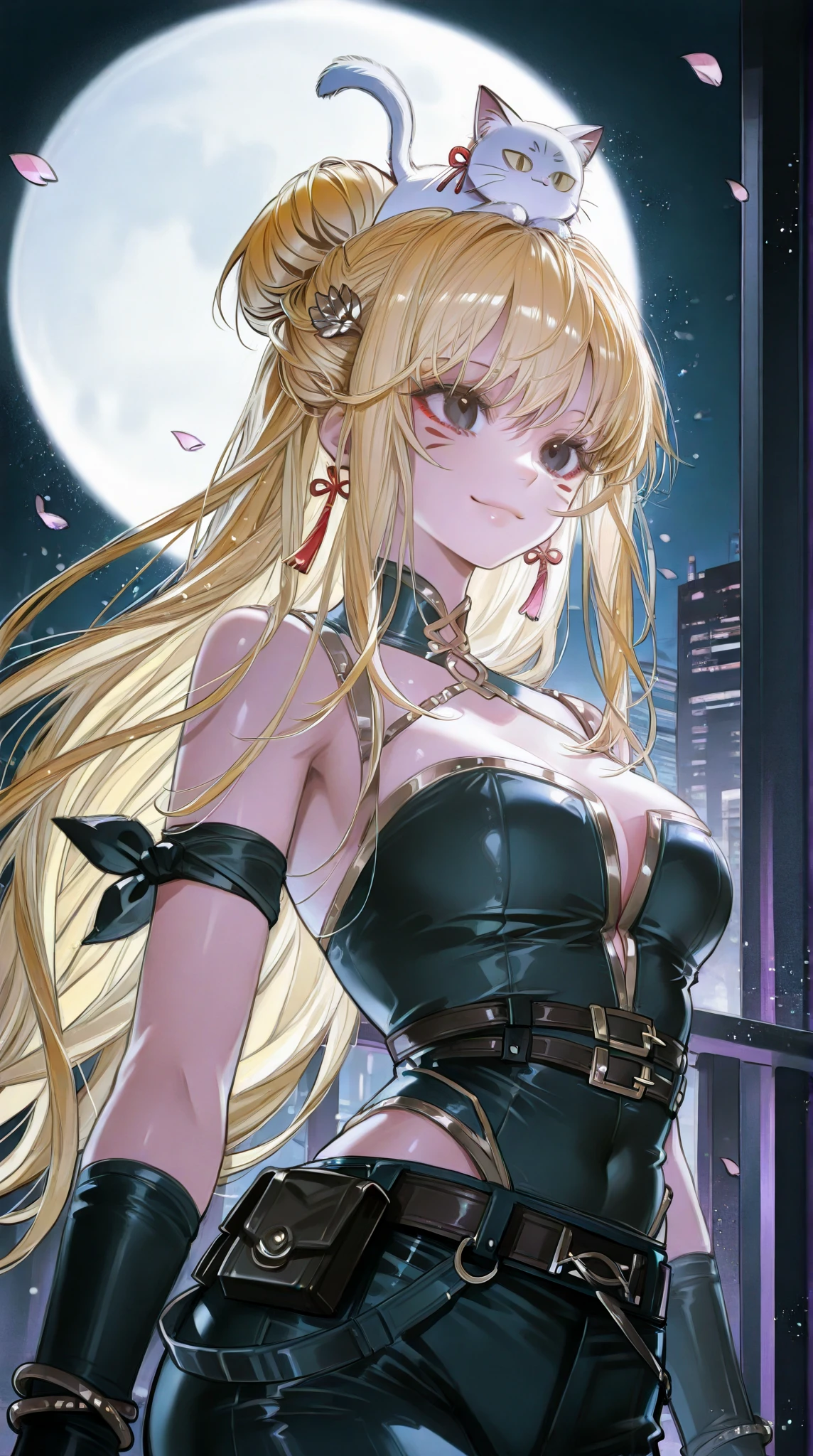 ((a photorealistic glamour shot of an exquisite, glamour mecha female vampire: 1.5)), ((full body: 1.3)), ultra feminine, pale face, golden hair, long vibrant shiny hair, glamorous hair,  red eyes, miniatures mechanical , deep penetrating eyes, red lips, lustful lips, ((two visible vampiric fangs: 1.5), drops of blood dripping from the mouth, ((cyberpunk style: 1.5)), she wears (white elegant glamour dress, with small delicate mechanical parts: 1.4), digital parts,  intricate details, the dress is studded with diamonds, tight suit, dynamic color, high heels, cyberpunk street at night background, (highest quality:1.2, Very detailed, up to date, Vibrant, Ultra-high resolution, High Contrast, masterpiece:1.2, highest quality, Best aesthetics), best details, best quality, highres, ultra wide angle, 16k, [ultra detailed], masterpiece, best quality, (extremely detailed), Genetically modified..., Cinematic Hollywood Film, nijimecha, aetherpunkai