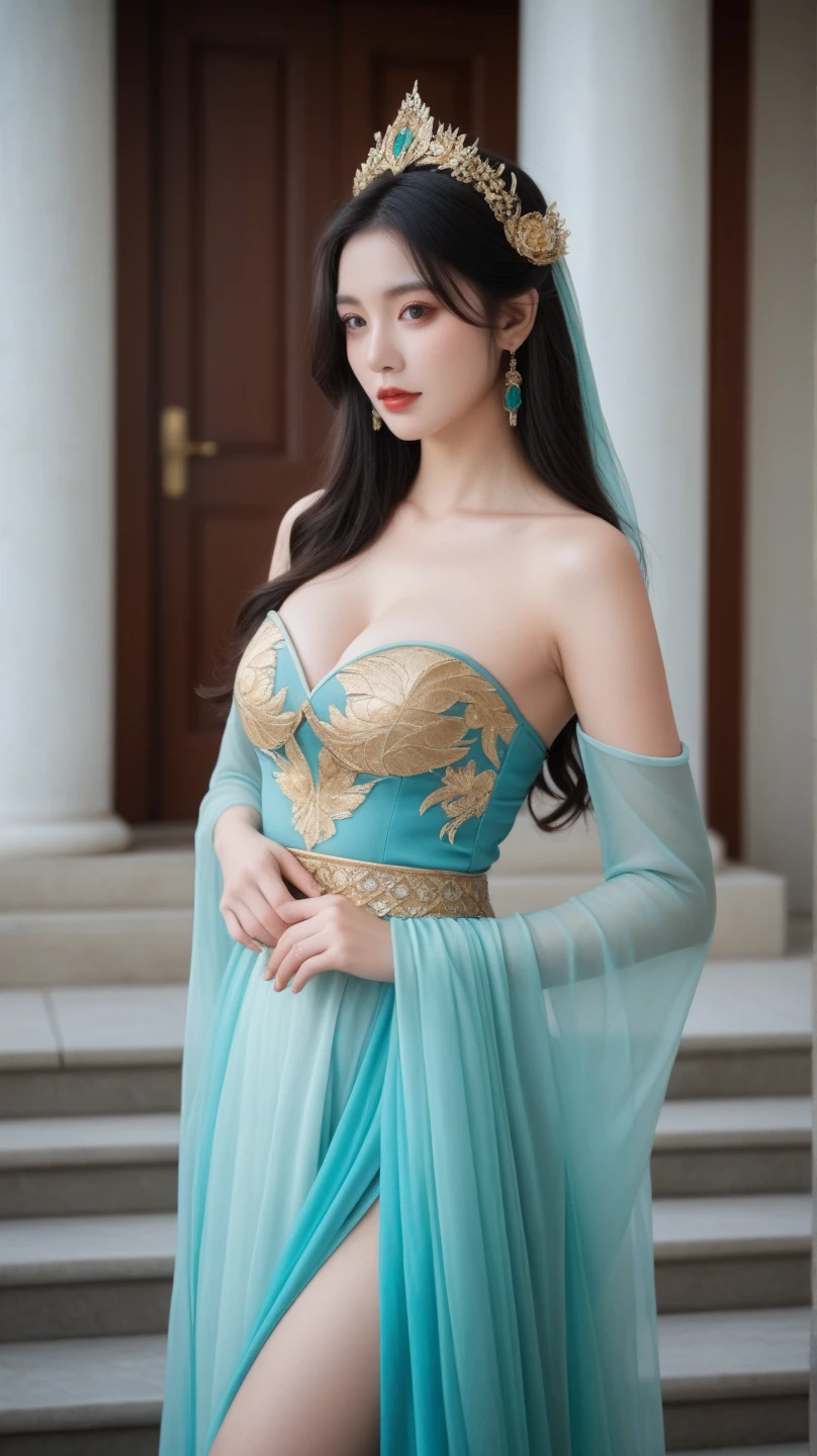 Une femme en sari posant pour une photo, Indian, traditional beauty, Indien, beautiful girl, Ornate Cosplay, en tailleur, Super mannequin indien, Belle jeune fille, femme magnifique, Asie du Sud-Est avec Long, Indien provocateur, magnifique belle femme, Tenue complexe, Hindu aesthetics, belle fille asiatique, Extremely detailed shot of the girl, jaw dropping beauty, Big breasts deep neckline sexy navel