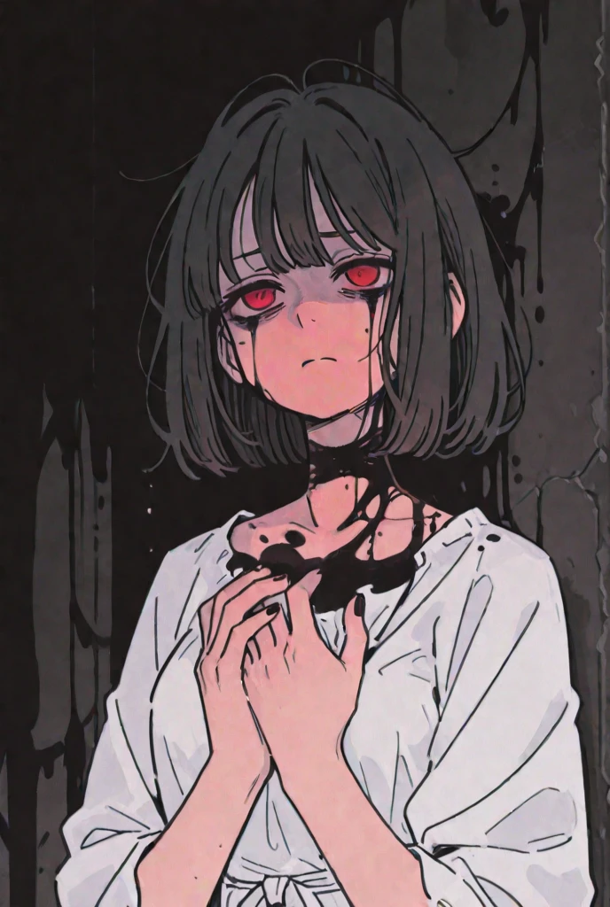 NanakusaNazuna, young woman, goth, horror, diabolic, full body, squatting, moonlight, cinematic, 4k, smoke art, StdGBRedmAF, Studio Ghibli, full length shot, blood on face, bleeding, epic, blood dripping, bloodyface, blood, bleeding, zryrh, yugdsx, ((qgvnlo)), <lora:StdGBRedmAFPashDebiCOMTE:1>