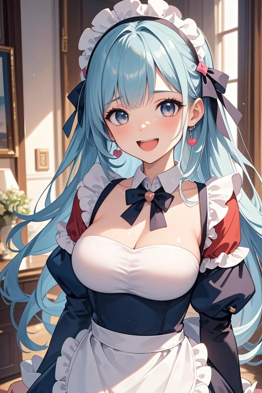 (((anime-style cute face))),(((Hatsune Miku))),Highest quality, (8k, RAW Photos, Highest quality, masterpiece), (extremely detailed 8k wallpaper),Professional Lighting,Sharp focus, Depth of written boundary、Ticker,(((Face close-up)))、(looking at the camera),((((very happy face))))、Very big eyes、anatomically correct body、Big thighs、Light from the front、The face is bright、Cute big tits、Slightly muscular、(((The revealing maid outfit is white and yellow)))、(The costume fits perfectly)、Nipples、Cleavage、Belly button、(The frilly mini skirt is pink and white)、Shot from above、lure、Lots of sweat、Accentuates body lines、Side Shot:1.3、Full body photography、A luxury hotel room、