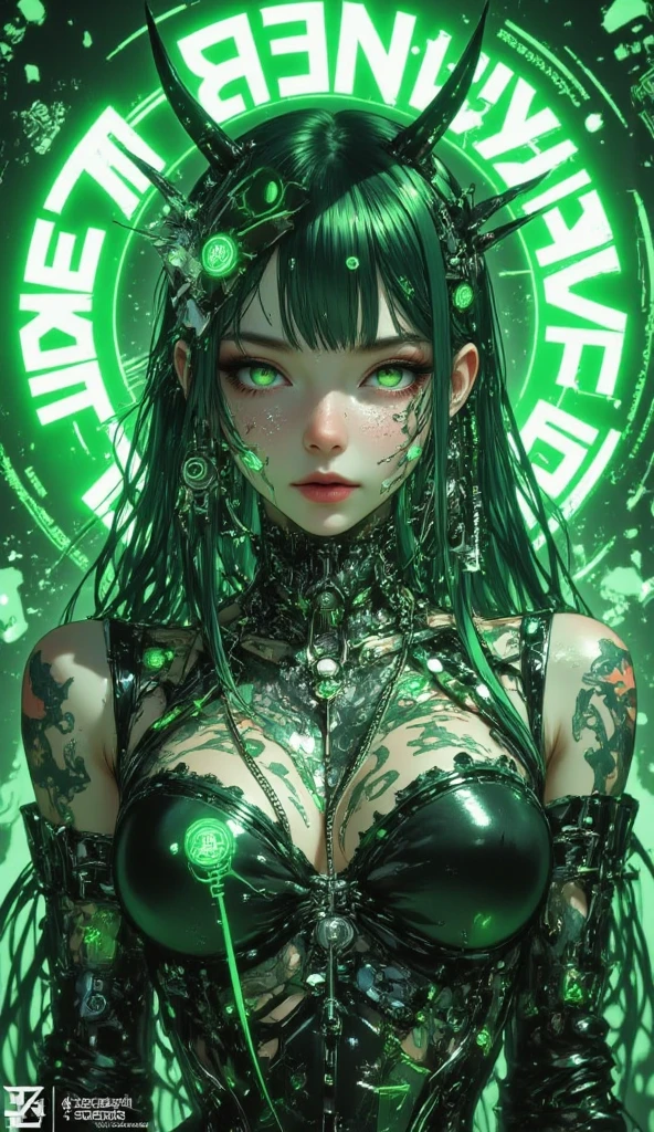 disco, (large mirror ball in background:1.6), (Adult Italian woman:1.6), holding wires, looking to camera, (polyvinyl Jacket With Rivets:1.3), (rave fashion:1.6), (grass green hair:1.4), (open zipper:1.5), (erotic:1.8), (sexy:1.5), (glowing disco lights:1.8), (dangling sprinkler neon wires:1.9), best quality, sunlight, detailed face, gorgeous, realistic skin details, high quality, seen from below, translucent, (voluptuous:.9), sensual, lascivious, dominant, (sexual:1.4), sexy, romantic, high quality, film grain, Cinematic Light, sidelighting, neon stars background, sharp focus, overexposed light