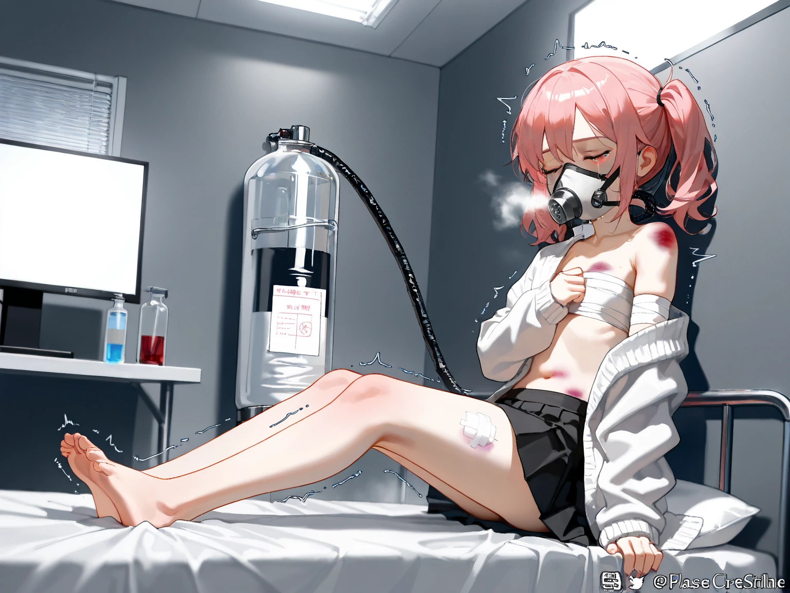 nsfw,A cute girl, a doctor at the hospital, and a medical intern、Soryu Asuka Langley、University hospital examination room、A medical trainee is observing、The upper half of the body is wearing a junior high .、Face down on bed、On all fours、Pussy and anus sticking out、Having an anal examination、A finger is inserted into the anus、extreme insertion、operating room, chair、Being restrained、Audience of 5、Five bystanders、Girl's Up