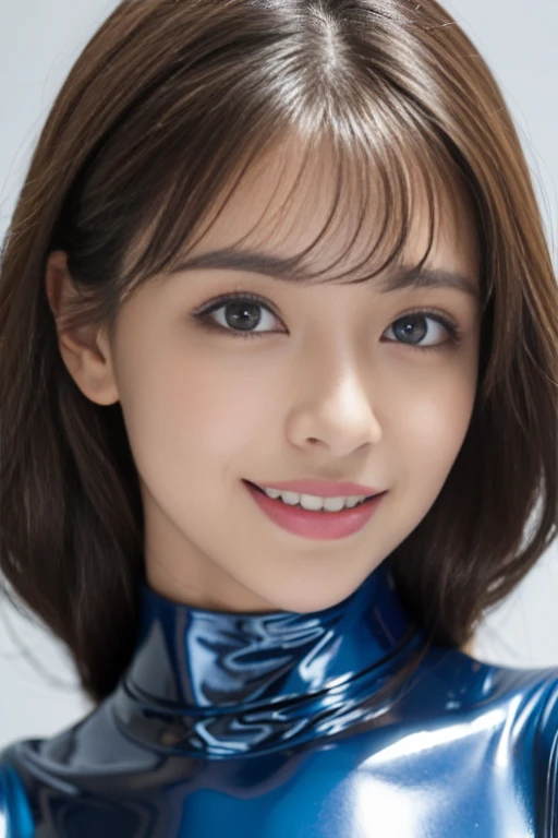 Angelic Very beautiful cute girl,
Beautiful detailed eyes,
Detailed double eyelids,
(Large eyes:1.3),long eyelashes,
see-through bangs,
(beautiful detailed face and eyes:1.4),
small nose,
small mouth,
Beautiful long hair,
happy smiling with visible teeth,
(Best Quality:1.2),
Raw photo,
High resolution,
perfect detail,
Professional Photography,
Professional Lighting,BREAK (Super shiny coral blue latex leotard swimsuit:1.3) , Ultra tight fit swimsuit with super reflective surface,Walking,Beautiful legs, strong lighting on swimsuit,In the city,Brown hair,