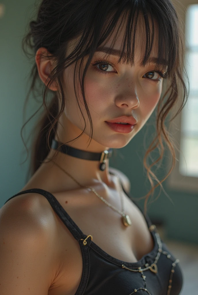 ((best qualityer)), ((work of art)), (detailded), 1 girl, Garter belts, long ponytail hair, Overview, seducing gaze, pose sexy, boobies, high resolution, super detaill, 8k