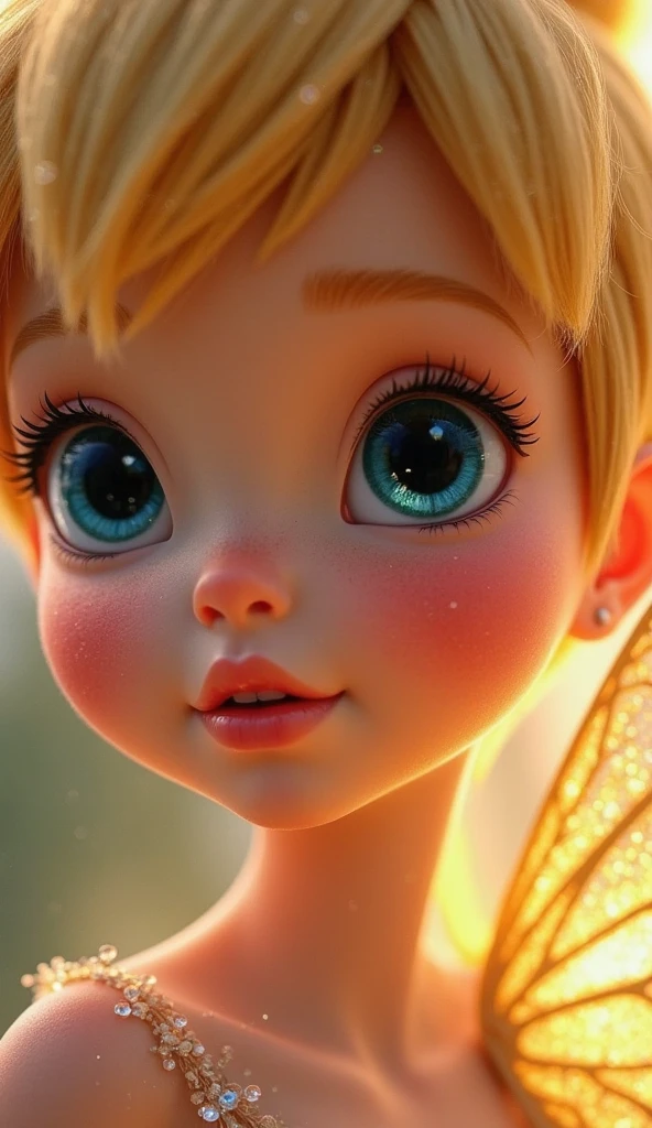 Sexy Tinkerbell with big breasts and mesmerizing eyes with big purple black swirls in her eyes in a spiral as she experiences really strong sexual pleasure ORGASME and you can see it on her face