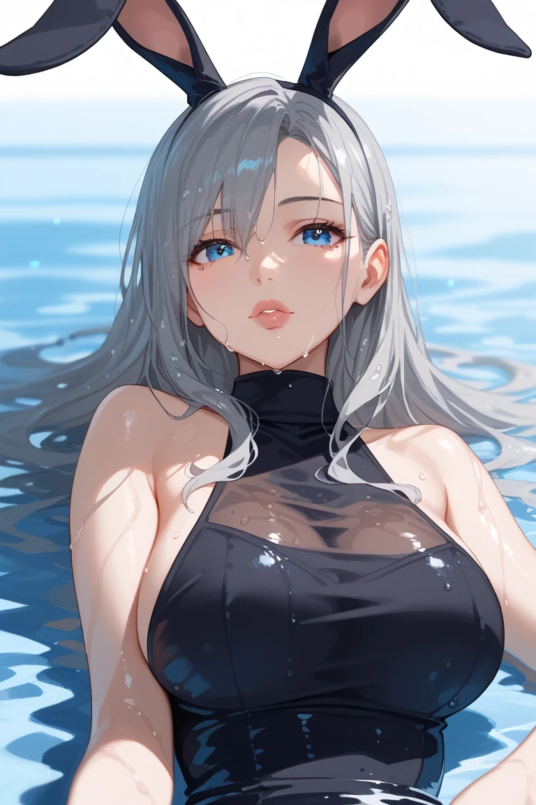 silver hair girl, caustics, textile shading, high resolution illustration, feminine, no pupils, medium sized breasts,
ocean, underwater, detailed background,
(bubbles),
one-piece swimsuit,
swimming, (Breaststroke),
(realistic photo:1.25),