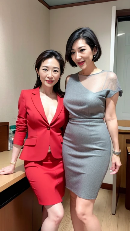 Browsing Caution,(highest quality,8k,masterpiece),Japanese Mature,50 years old,Huge ,Accentuate your cleavage,Glamour,sexy,Muchimuchi,pantyhose,