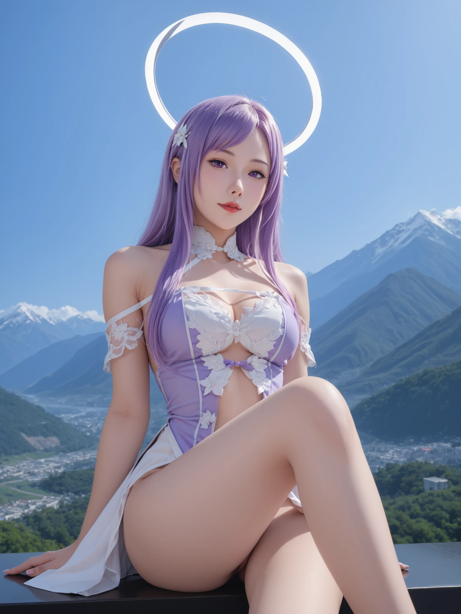 wide wide shot,(highest quality,masterpiece:1.2),(cyborg people), colored hair,(She has a pair of huge feathered wings behind her shoulders),Money,perfect proportions,(彼女のMoney属製の機械的な手足),(footwear),slim,光沢のあるMoney属、Bright colors,The lighting is dramatic., Creates depth and three-dimensionality、cleavage、smile、future city、night view、luxurious dress