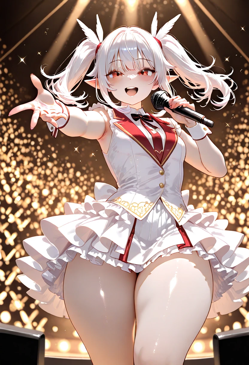 dance stage , girl , (curtsy) , My heart is pounding , (pee:0.9) , (legs apart:0.3) , I want many people to see it