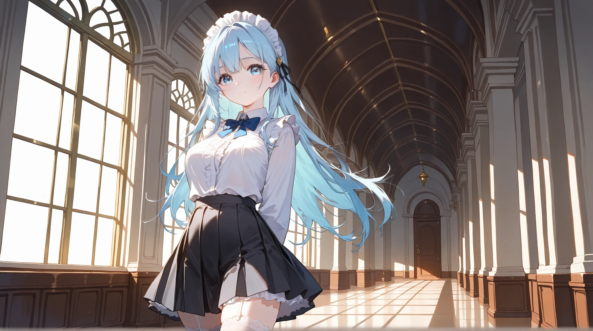 1 girl, underwear, alone, underwear, White-haired_hair, hindquarters, Gloves, long_hair, boobgasm, blush, pink_, skirt, scarf, watch_exist_peeping exist the viewer, lie, only_shoulder, mediexisting_boobgasm, blue_Eye, White seeds_skirt, watch_Back, ground_meter, Turquoise blue_scarf, decorate, Back, closure_Mouth, drops of sweexist,