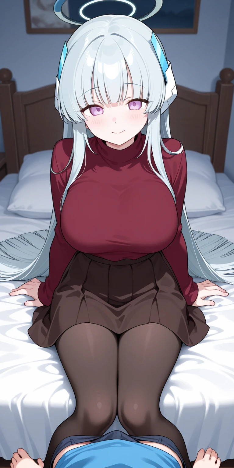 masterpiece, Highest quality, High resolution, Björf, Long hair short hair, White hair band, Red eyes, Gold earrings, Large Breasts, jewelry, Off the shoulder, Red sweater, Sweater dress, Long sleeve, Black Pantyhose, (((masterpiece))),(((Highest quality))),(((High resolution))),One girl,One boy,(((whole body))),On the bed,the pillow is behind your head,pillow,Midnight Sky,Megami Magazine,(((Ahegao))),Large Breasts,Man big penis,(One boy),vagina,Sex,semen, To,Sweat,(((girl trembling with Sexual climax))),absurdres, , vaginale, sex, (((Missionary:1.3))), penis, breasts out, ahegao, blush, sweat, pussy, pussy juice, tongue out, nipples