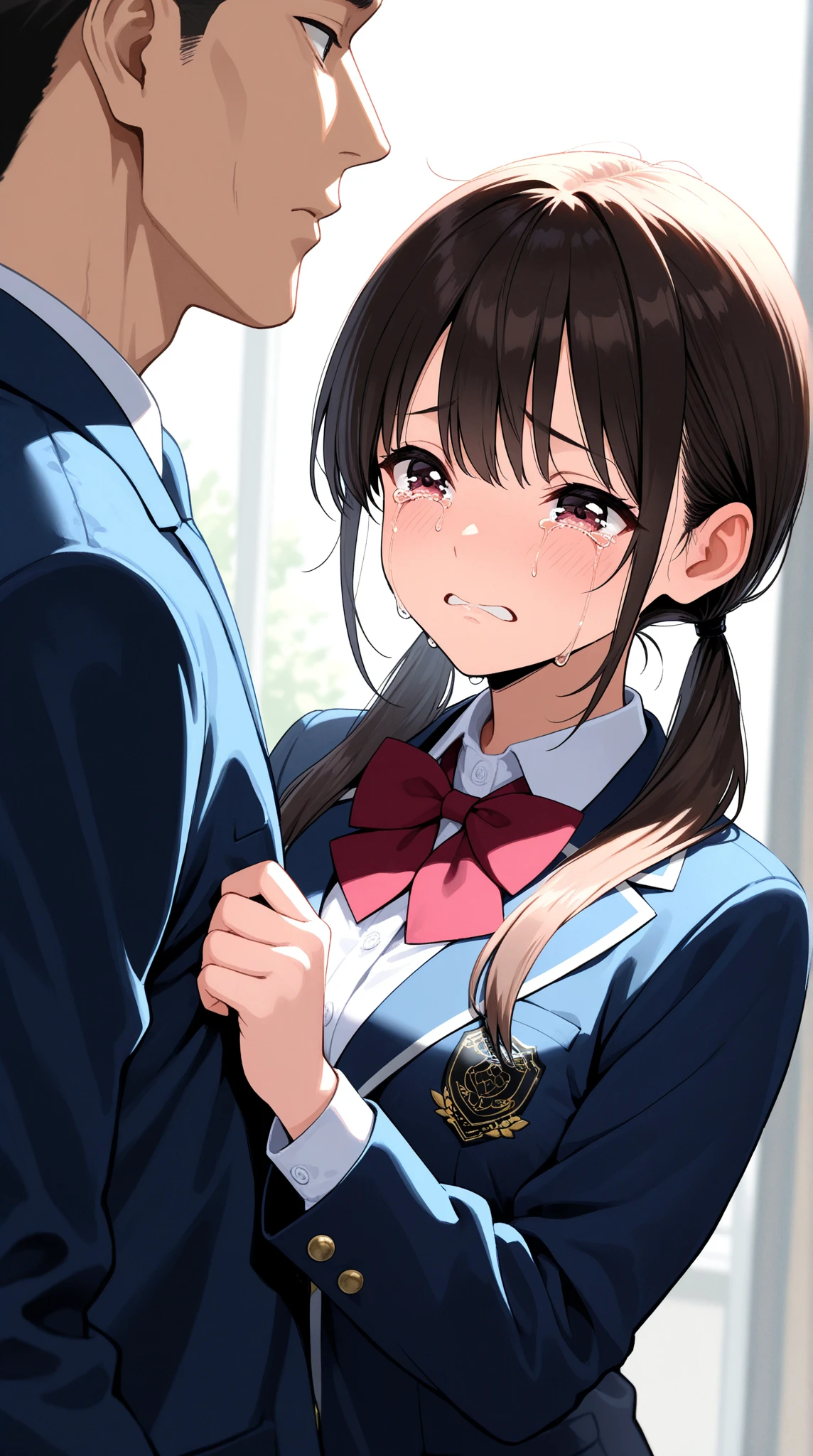 score_9, score_8_up,score_7_up,flat color,(best quality, masterpiece, ultra high-resolution, ultra-detailed: 1.2),
girl,profile, (wearing school-uniform,torn cloth),tween, (Japanese cuty with narrow mouth sucking on PENIS:1.3),side angle,side view,nsfw, rape,hardcore, masterpiece, solo, (bright lighting:1.2), detailed face,small breast,perfect lighting , hetero, 1boy, (irrumatio,deep throat), head grab, oral, solo focus, cum splash,pov,(in school library:1.2),(stuffs her face with penis),(too many cum on her face),cry,tears,tanned brown skin,shiny skin,panic face