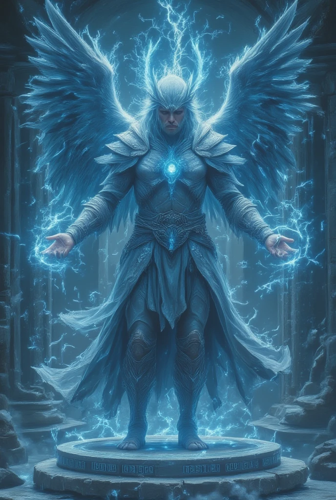 Descreva um homem com asas majestosas que surgem de suas costas, envolto em uma aura celestial. His eyes radiate compassion and wisdom, enquanto suas asas brilham com cores divinas. Ele caminha silenciosamente entre os mortais, offering invisible guidance and protection. Write about the imposing presence of the angel man, your interactions with those who cross your path and the mystery of your heavenly origin.