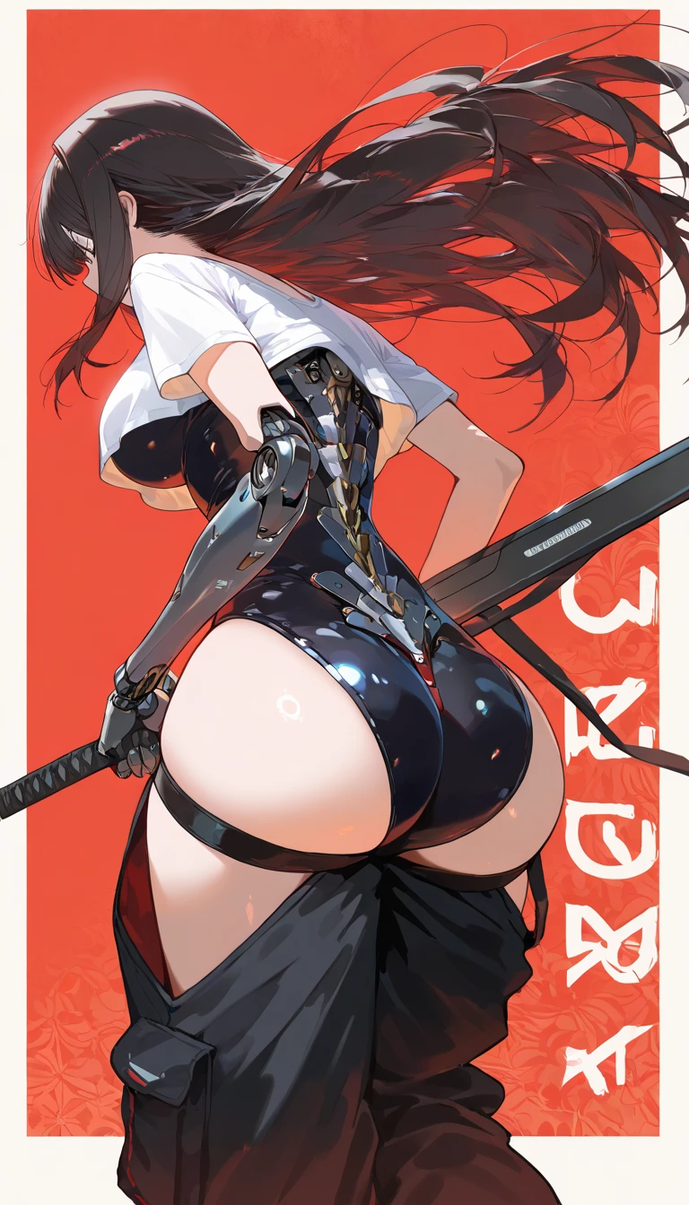 16k, highres, best quality, simple back ground, white background, full body shot
, official art,character reference:1.4, multiple angle, mecha musume:1.3, breasts close up, epic ecchi:1.4, exoskeleton:1.7
, 1 milf idol oneesan girl, standing, slingshot leotard, underboob, thighhighs ,high heel:1.2