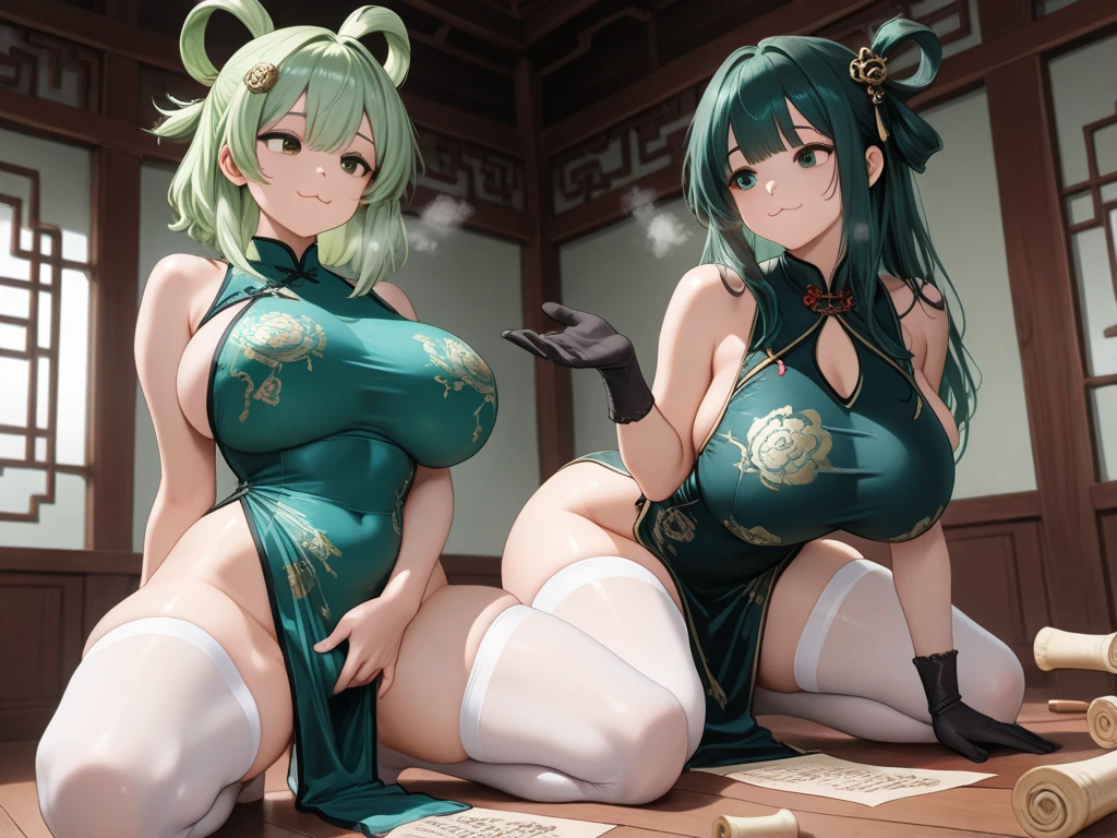 The whole body was painted１Beautiful women。High angle bust zoom up。flat２D Anime Illustration。Emerald Punk Background。Ultra high definition。Enraged, he turns his face away。Girl sitting on the floor。Kimono with belly button exposed。Long white hair and fox ears。Huge bust。Earrings。necklace。brooch。hair ornaments。
