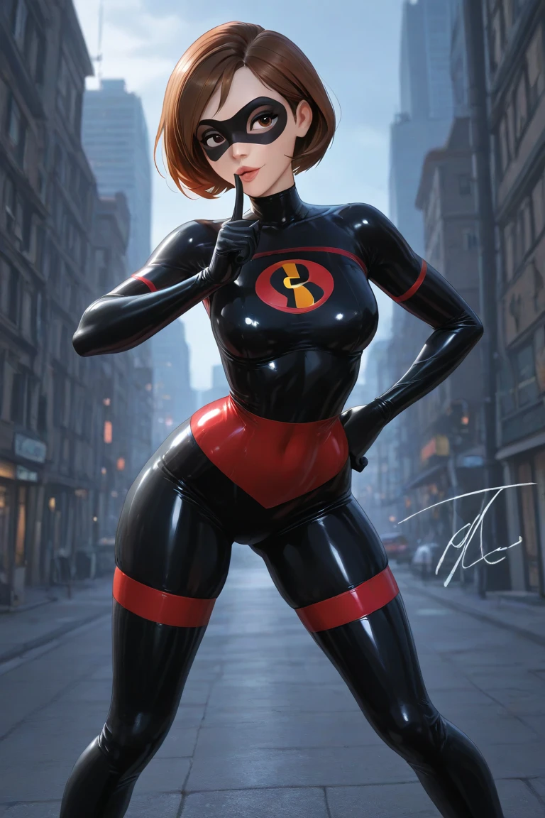 The Incredibles Elastigirl perfect body, in tight clothes, perfect body and face, chic body, outdoors