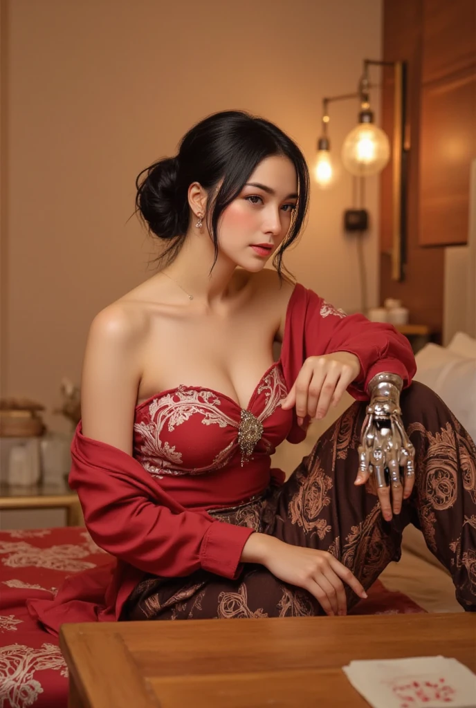 8k, best quality, Medium close-up, (red kebaya )、(luxury kebaya ),(top-quality,masterpiece:1.3,超A high resolution,),(ultra-detailliert,Caustics),(Photorealsitic:1.4,RAW shooting,)Ultra-realistic capture,A highly detail,high-definition16Kfor human skin, Handsome and lovely Korean boys, realistic, ultra detail, photo realistic, Increase quality,
standing in a garden with a scarf, garden, (Field breast), (cleavage ), (Sipex stomach), close-up shot, mouth,dark-haired,Short hair, (depth of fields、chromatic abberation、Wide range of lighting、Natural Shading、)、(Exterior light at night:1.4)、(Hair swaying in the wind:1.2