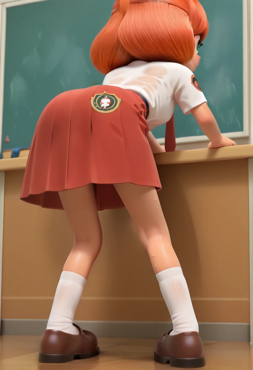 debris flieasterpiece、highest quality、Super detailed、High resolution、High resolution、8K portrait、Unity 8k壁紙のHigh resolutionCG、unity 8k wallpaper、cute:1.5、:1.5、Highly detailed CG unity 8k wallpaper、realistic、real person、cute、 portrait photography、shiny skin、High resolution、Orange bob hair、(16 years old:1.2)、(1 girl)、(classroom:1.6)、school uniform:1.2,(((clothing lift:1.5))), (((I have nipples))), Detailed description vagina,show vagina,spread legs,spread ,((Orgasm in the vagina:1.5)),((asshole big anus:1.4)), Detailed description vagina,Show butt hole、distress, blush:1.5, think back:1.5, (open anus:1.6),((look back１.5))、green hair band