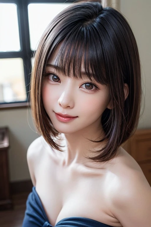 (masterpiece:1.3), high resolution, ultra detailed, extremely detailed CG unity 16k wallpaper, realistic, photo-realistic, RAW photo, super fucking beautiful detailed face, natural makeup, pale skin, realistic glistening skin, detailed cloth texture, detailed hair texture, beautiful detailed fullbody, Perfect female body, accurate, Anatomically correct, Highly detailed face and skin texture, natural neck length, (beautiful hands), (fair skin:1.1), (well-aligned teeth:1.1), (beautiful breasts:1.2), (beautiful thighs:1.2), (cowboy shot:1.3), (Perfect dynamic composition, looking at viewer),
BREAK,
Detailed eyes, symmetric eyes, Light Brown eyes, Double eyelids, Thin eyebrows, (Glossy lips:1.4), ((A face with waiting for a kiss:1.2)), (blush:1.1), (A sparkling small hair accessory:1.1), (beautiful smile:1.1), (sweat skin,blush:1.2), (Random and cute poses),
BREAK,
((short hair, bob, Dark blonde hair, bangs:1.2)),
(Standing in the office, secretary:1.3)