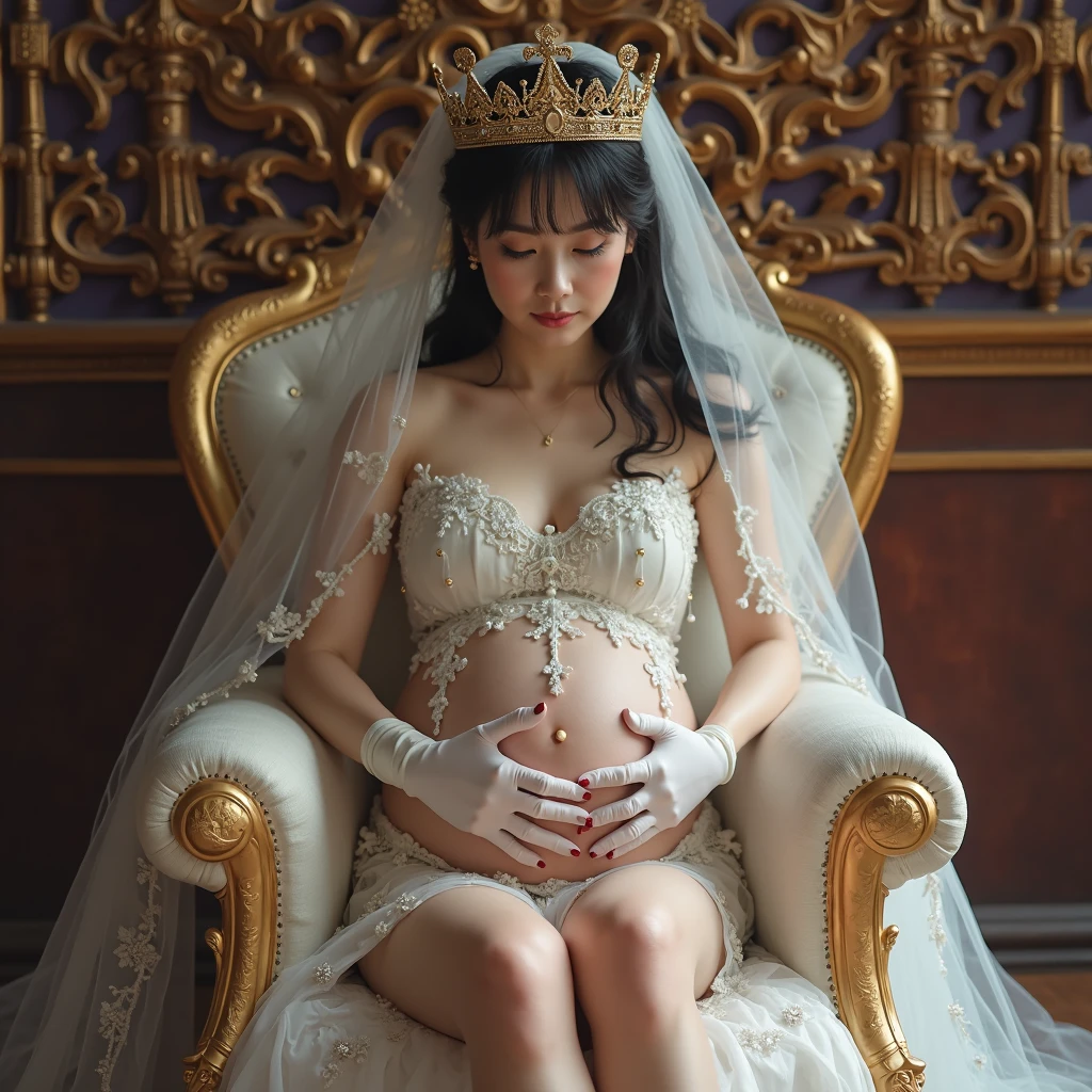 Western European princess, slum, humiliation, slightly pregnant belly, half squat, begging, tall, royal jewelry diamond jewelry, princess crown, luxurious light bright evening dress, dress, beautiful stiletto heels, stiletto heels, big breasts, white skin, 8k,