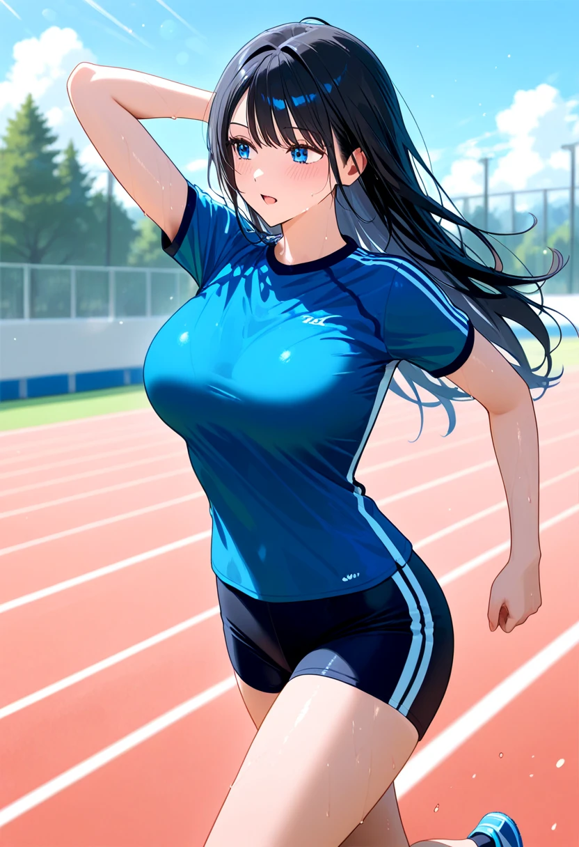pieces fly、masterpiece、highest quality、Super detailed、High resolution、High resolution、8K portrait、Unity 8k壁紙のHigh resolutionCG、unity 8k wallpaper、cute type little:1.5、:1.5、Highly detailed CG unity 8k wallpaper、realistic、real person、cute type little、 portrait photography、shiny skin、High resolution、(16 years old:1.2)、(1 girl)、beautiful clear eyes、very detailed explanation、delicate face、nice lips、slender body、Same with big breasts thin waist、thin legs、(athletics stadium:1.6)、1 girl, cute type, perfect face, seriously, (blush:1.5),((There are a lot of people nearby:1.4))Same with big breasts,((track and field color uniform:1.2)),(((clothing lift:1.5))), (((I have nipples)))、((lower body:1.4))、Detailed description vagina,show vagina,spread legs,spread ,((cum in vaginas:1.3))