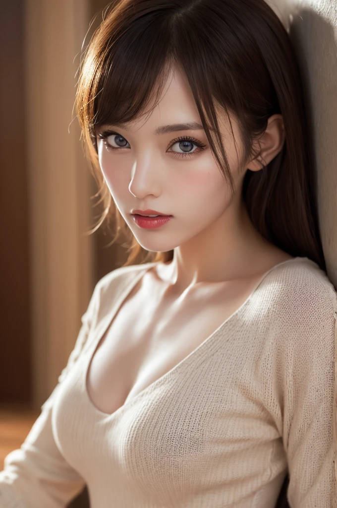 Highly detailed illustration、Super detailed、(Highest quality、4K、8k、High resolution、masterpiece:1.2)、Super detailed、(Realistic、フォトRealistic、フォトRealistic:1.37)、Finely detailed、High resolution、8K Wallpaper、Perfect dynamic composition、Beautiful detailed eyes、female teacher、Suit Style、Sexy Cosplay、Natural color lips、Cleavage、Dynamic pose、Fit Body、Natural light、Bright colors、Structure of the film、Surreal、Intricate details、Sharp focus、Physically Based Rendering、professional art、Top view、Looking up、stare、Blushing and humiliated