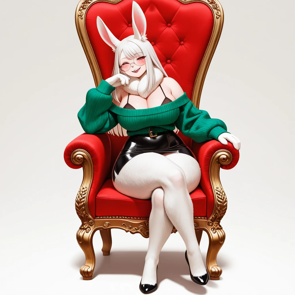 (((1girl, solo, mirko, mirkomha, boku no hero academia, (white hair, red eyes, long hair, rabbit ears, dark skin), lipstick, gold earrings, muscular, fitness)), sensual pose, Beautiful, bracelets, diamond necklace)), ((solo, 1woman, pink lipstick, Extremely detailed, ambient soft lighting, 4k, perfect eyes, a perfect face, perfect lighting, a 1girl)), austere, ((fitness,, shapely body, athletic body, toned body)), (( black dress, black high heels, sitting on throne, majestic throne, legs crossed, throne room, palace, marble palace, palace of versailles ))