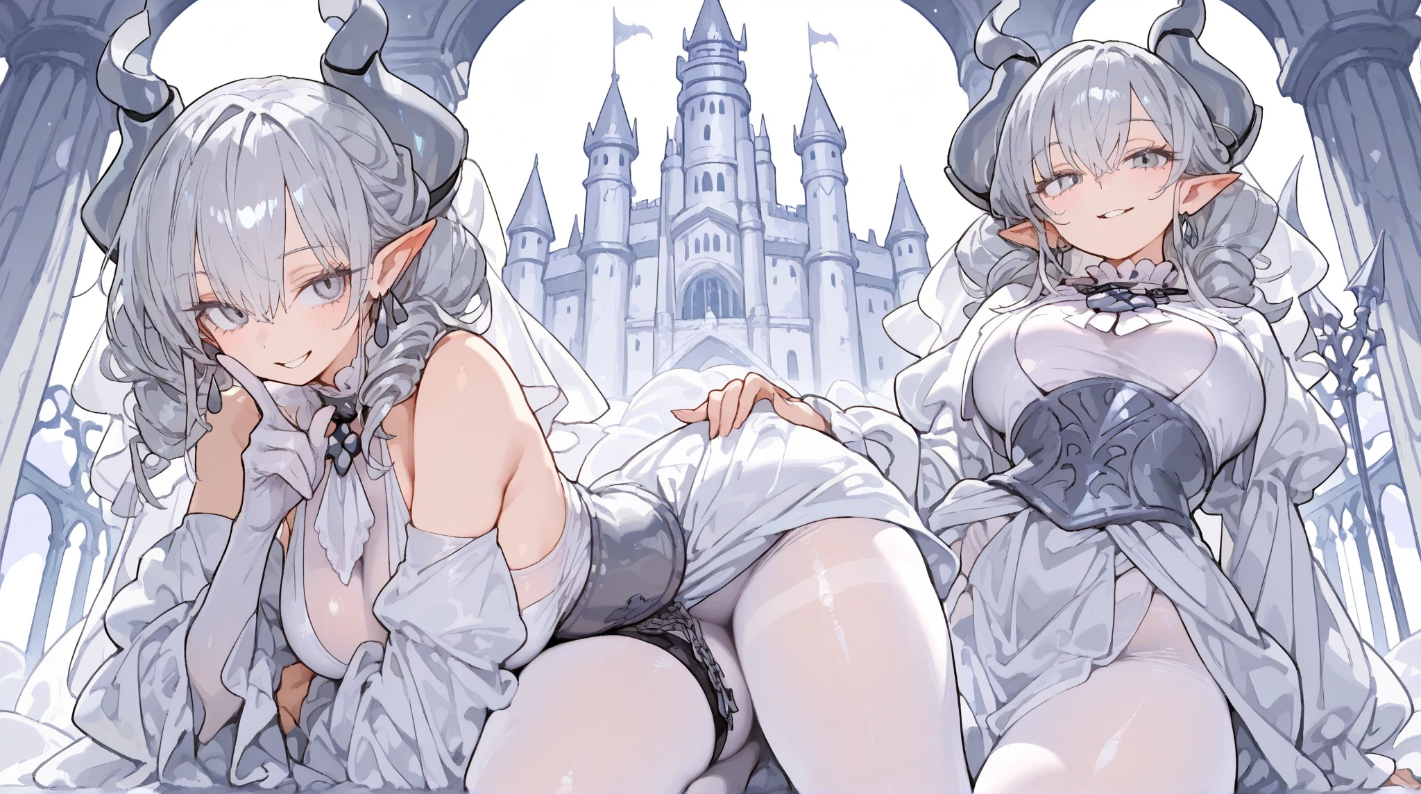pojecile cum, handjob, ExpressiveH , duo, Female type/F-mail, dominant Female type, humanoid/human, human on anthro, lily, kiss, Saliva trace, hug, spoon, Blue Skin, futanari, Silver Hair, Very long hair,Horn, Large bat-like wings, Spade Tail, Succubus, devil, seducer, Large Breasts: , Black Armor, Muskyla, Big Woman, White skin, young Big Woman, Huge breasts, Blonde, Medium Hair, Nuns