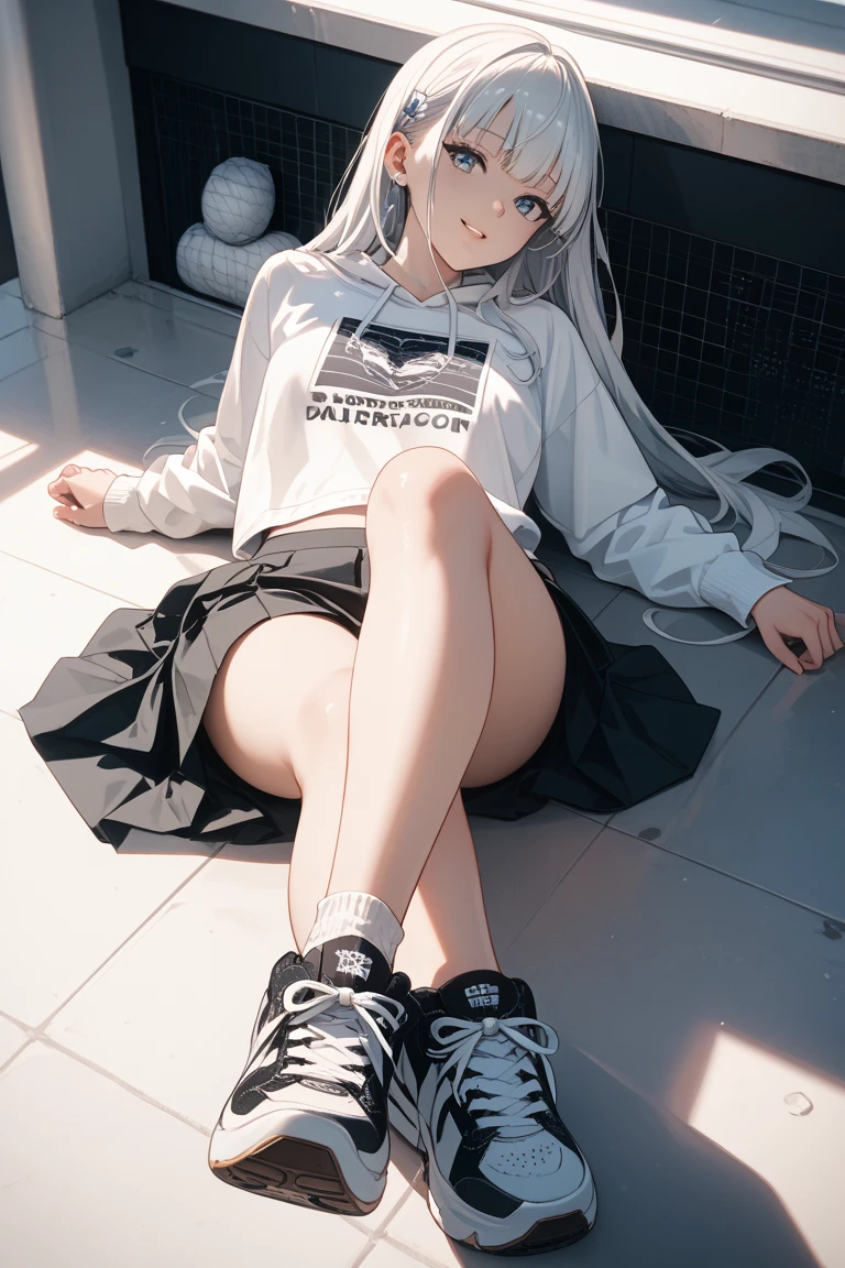 8k,4k,ultrares,highres,(masterpiece, top quality, best quality),extreme detailed,colorful,highest detailed,ultra-detailed,(highly detailed CG illustration),(Gorgeous background),ultra-fine painting,Vivid Colors,panorama view,
1girl,solo,(fullbody),solo,blonde hair,twintails,blunt bangs,aqua eyes,bare legs,pink fashion oversized Yankees cap,blue oversized hoodie,micro shorts,blunt bangs,elbow pad,adhesive bandage,sweat,steaming body,open mouth,large_breasts,bandaid on face,bandaid,arm support,anklet,
(sneakermules:1.2),(from side,from below),sitting on vaulting horse,looking at viewer,
indoors,gym storeroom,dynamic light,graffiti on the wall,(graffiti:1.2),