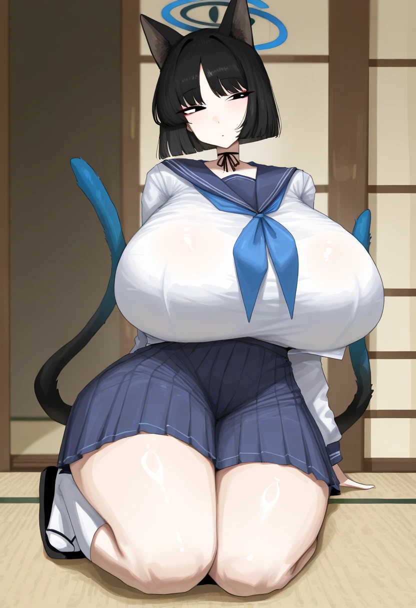 a porn art photo of toon porn cartoon cat woman big tits, 1girl, breasts,
cleavage,,solo, barefoot, animal ears, japanese clothes, looking at viewer, gigantic breasts, condom, open mouth, used condom, kimono, feet, blush, two side up