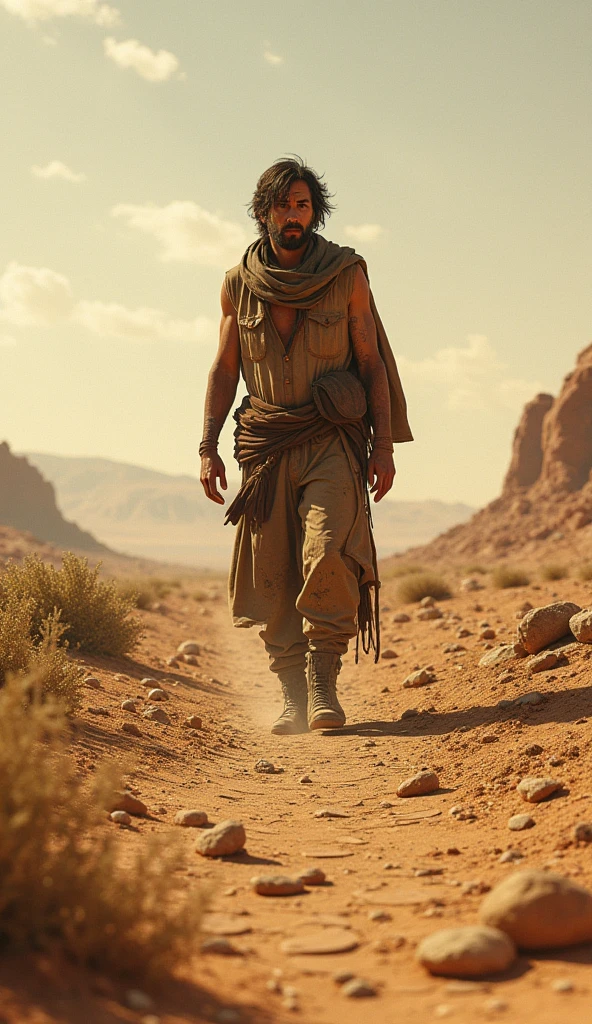 Desert man with semitara,and dune-inspired clothing