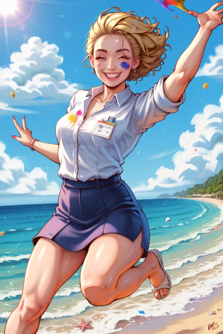 ((Highest quality、、masterpiece:1.3)), Upper Body、Long legs、full body shot,Sharp focus:1.2, Beautiful woman with perfect figure, 19 years old, large breasts, triple D cup breasts, round buttocks, bubbly buttocks, wide hips, bubbly ass、Sexy pose、(eating ice cream cone)
