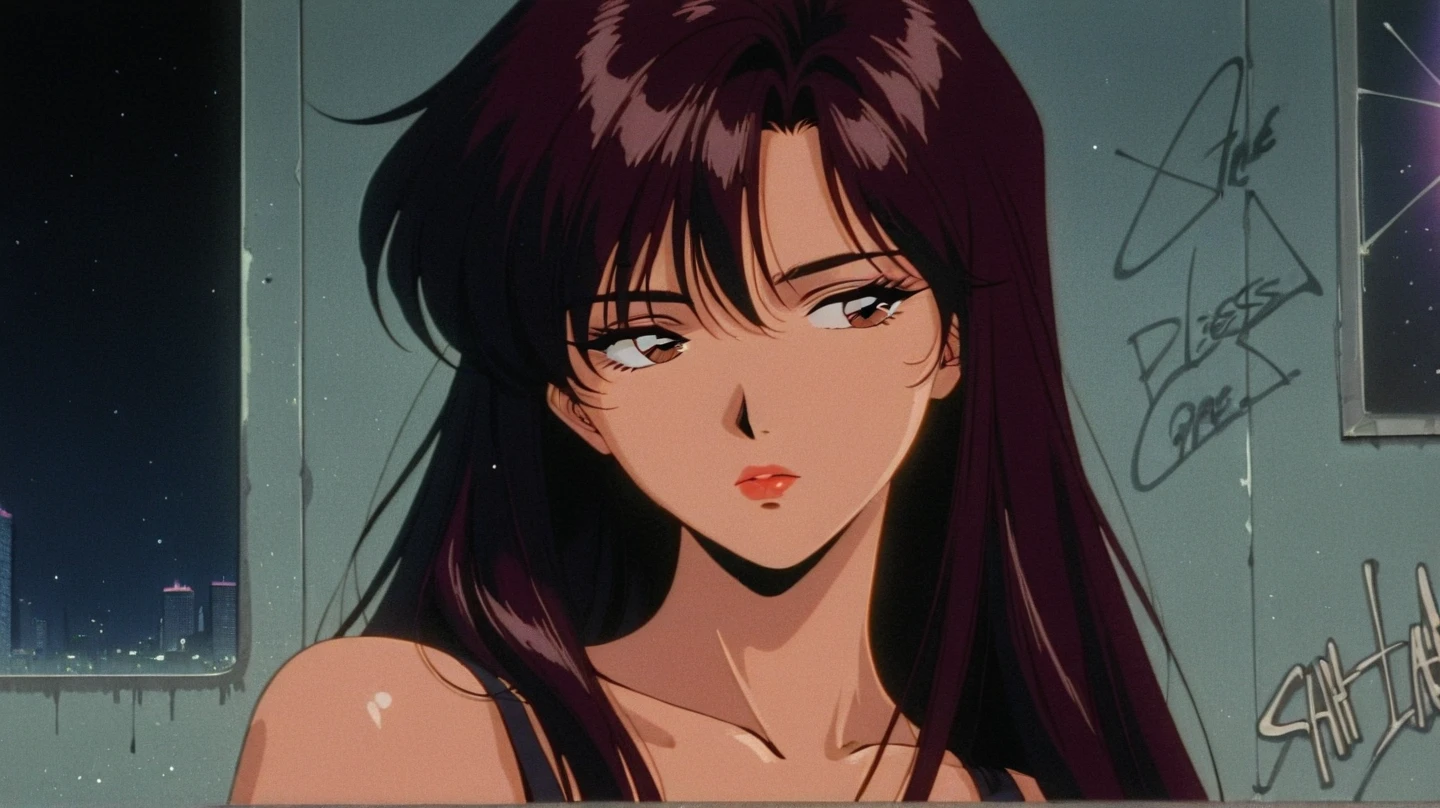 ((best quality)), ((masterpiece)), (detailed), dark tanned skin anime woman in a deep V-neck tied top, (bare shoulders), (bare arms), (jeans), (long hair), starving, (resting hands on the stomach), (hands on the stomach), (slim body), lying down