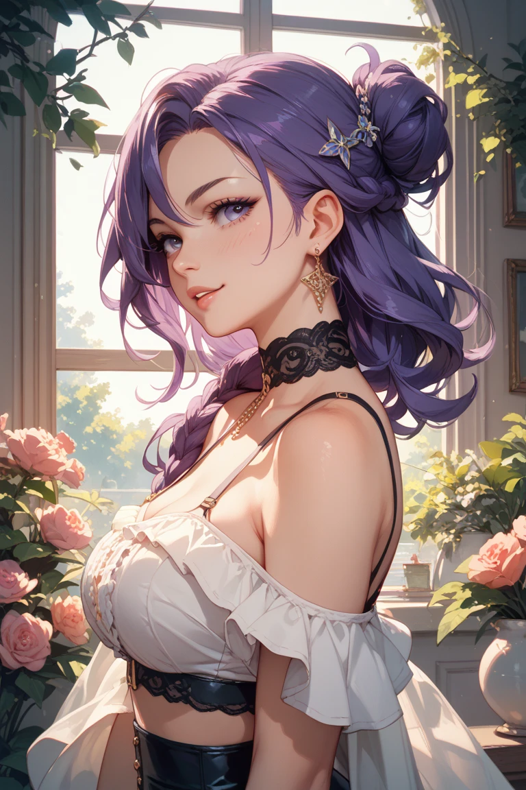 1girl,solo,best quality, high quality, masterpiece, 
 flower, purple flower, <lora:Purple Dom SDXL-000001:0,.8>