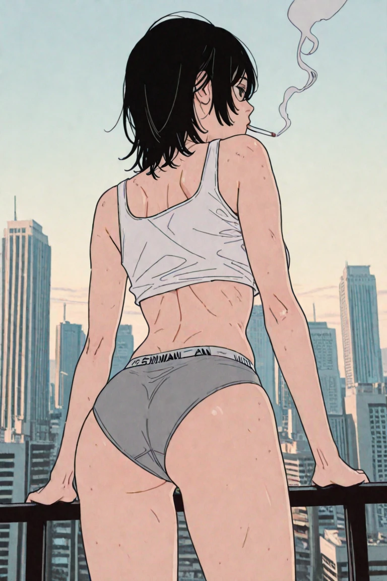 ultra realistic photo, ((14 year old girl wearing training bra)), deanwo,(white panty), (narrow hips), (freckles: 1.0), 1girl, blush, cute bum, slim body, slender thighs, narrow hips, masterpiece, best quality, absurd, award-winning photo, extreme detail, extremely intricate,, detailed face + eyes, natural lighting, realistic, highly detailed, photography, masterpiece, high quality, high quality, highres, sexy, lovely, detailed face, full body, beautiful face, open black shirt, goosebumps, 1solo, 1girl, Highway, ass view , looking back,