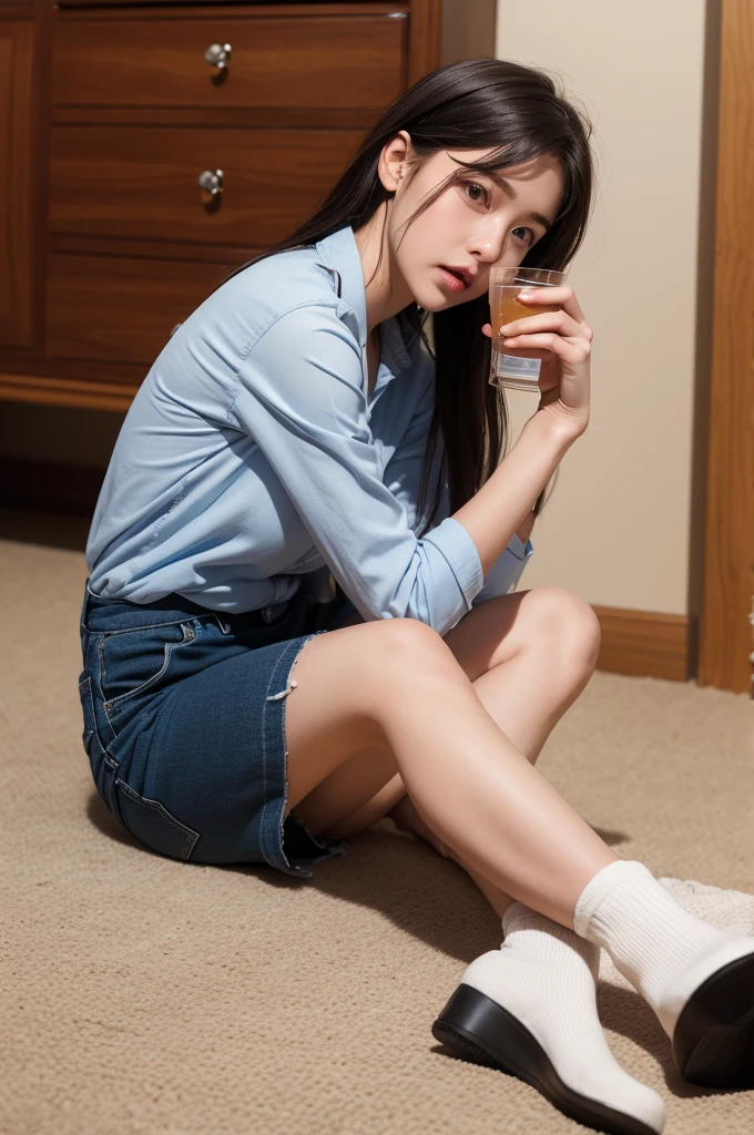 best qualtiy，tmasterpiece，超高分辨率，（realisticlying：1.4），teens girl，Juvenile, Thin and light, Legs crossed