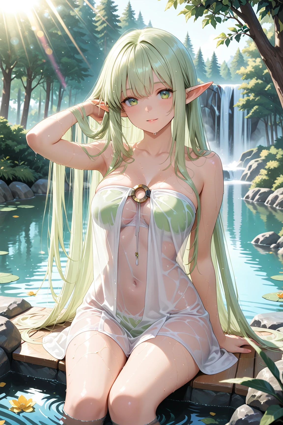 Young dryad in the middle of the skinny forest, outfit sensual