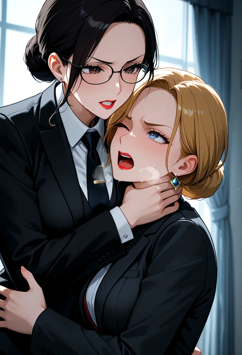 Kiss,lesbian kiss,mature woman,ceo and secretary,