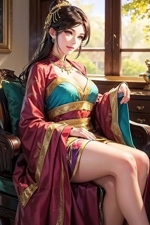 Beautiful woman in intricate Bold and Ruched Outfit