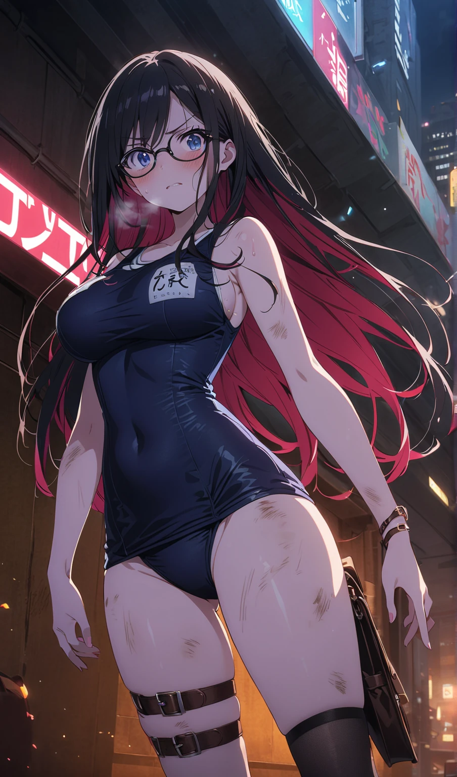 artwork, best quality, HuTaoV4, 1 girl, alone, blushing, twintails, long hair, hair between eyes, standing, full body photo, medium breasts, (muscular legs), black nails, ((wearing a bikini very short and sexy)), CITY, outdoor, night, Movie Poster, 8K extremely detailed, smooth, high resolution, ultra quality, Cinematic lighting, ambient occlusion, high definition, 2k, 4k, 8k, 16k, extremely anime detailed, detailed faces, perfect composition, wide shot, atmospheric lighting,