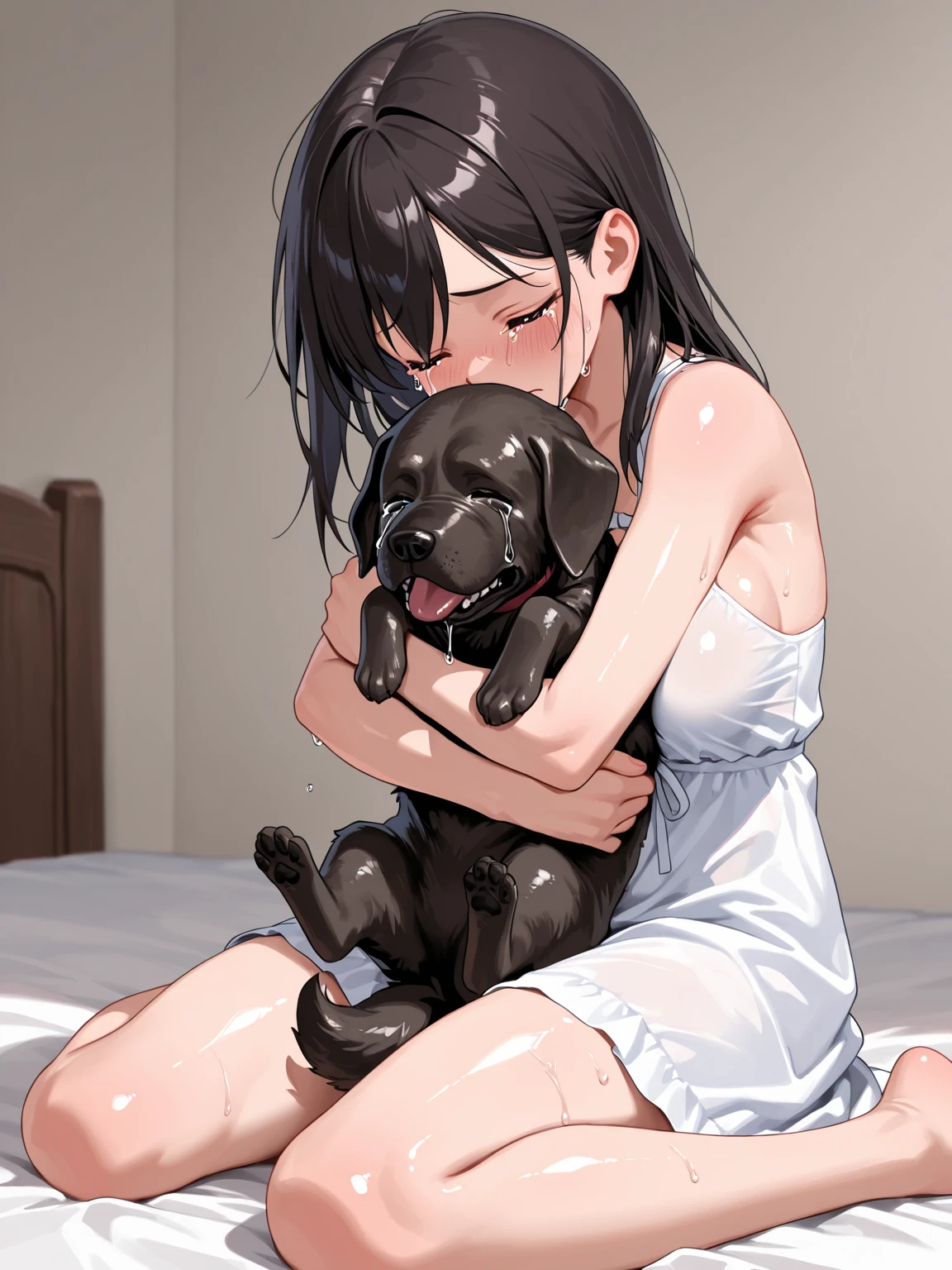 Un perro copulando chica desnuda, sin ropa