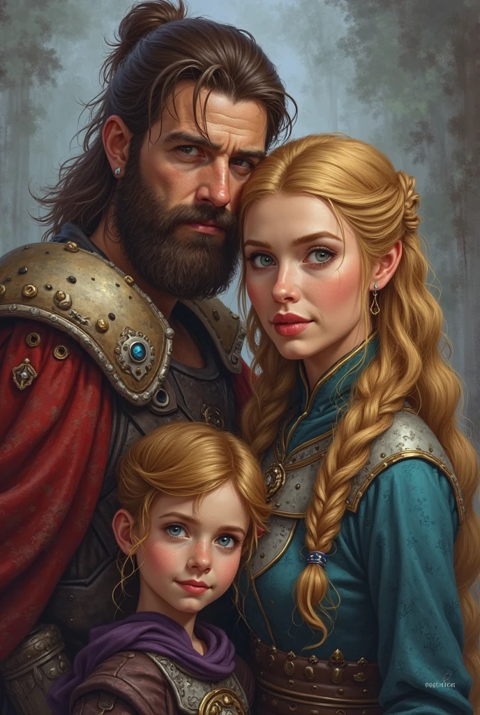 Family photography a father Ragnar Lothbrok a mother Lagertha actress Katheryn Winnick m portrait mode a viking family