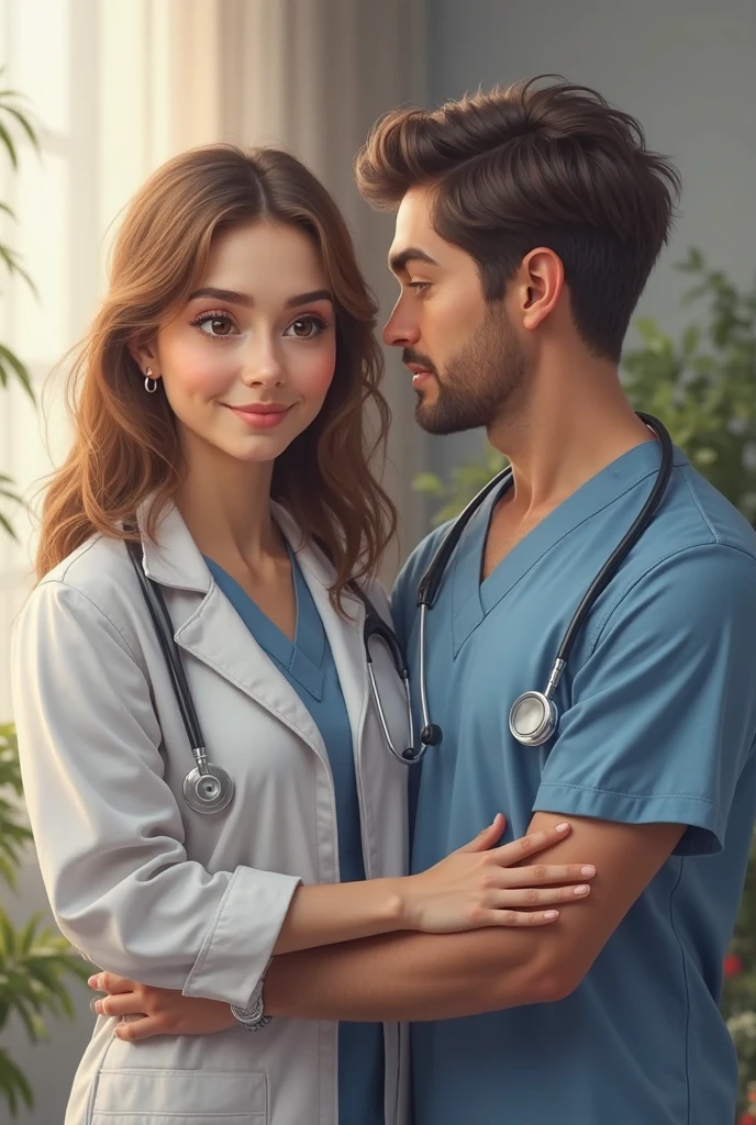A couple, a brunette nurse with short curly hair and a black man with curly hair who works in IT programming.