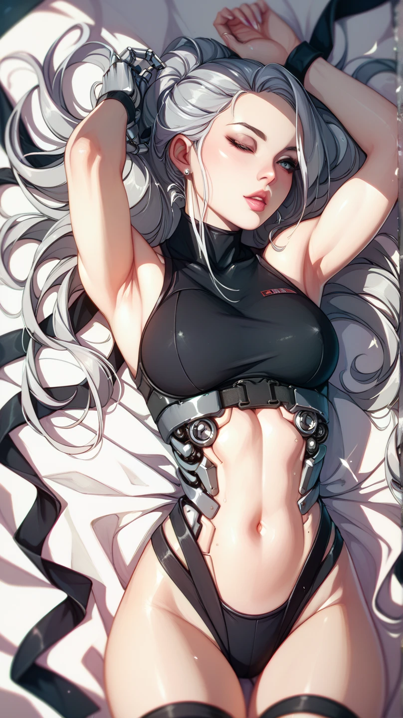 anime girl with white hair and black clothes posing naked, extremely detailed artgerm, detailed digital anime art, artgerm on artstation pixiv, guweiz on pixiv artstation, guweiz on artstation pixiv, fanart best artstation, :: rossdraws, trending on artstation pixiv, rossdraws 2. 5