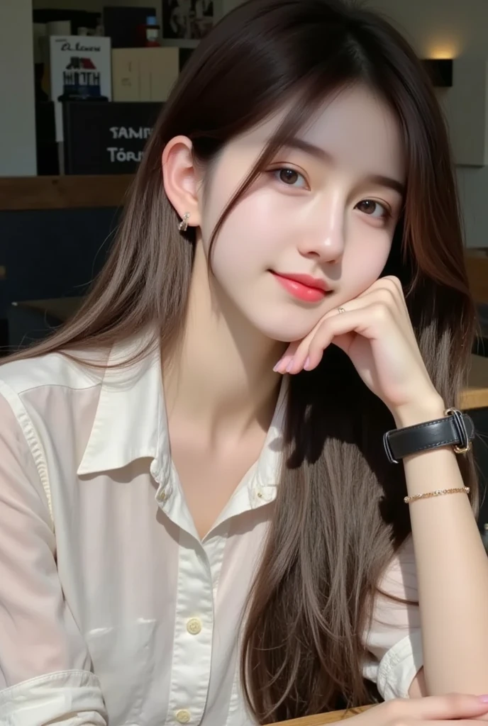 ((Top Quality, 8K, Masterpiece: 1.3)), 1 Girl, Fat, : 1.3, (Hairstyle Casual, Big: 1.2), Dress: 1.1, Ultra Slender Face, Delicate Eyes, Double Eyelids, Smile, Home