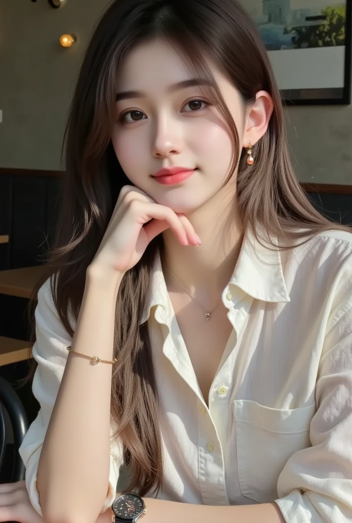 ((High-definition images, masterpiece, atmospheric perspective, 8K, Super detailed, Accurate, highest quality, single shot)), (casual style), Jacket, unbuttoned shirt, swollen areole, (round face, realistic eye size, droopy eyes, blush, smile), (((stand and spread your legs, ))), (in the forest, Mountain, rock, Narrow River, At night), blonde braid hair, small earrings, thin necklace, (light makeup),