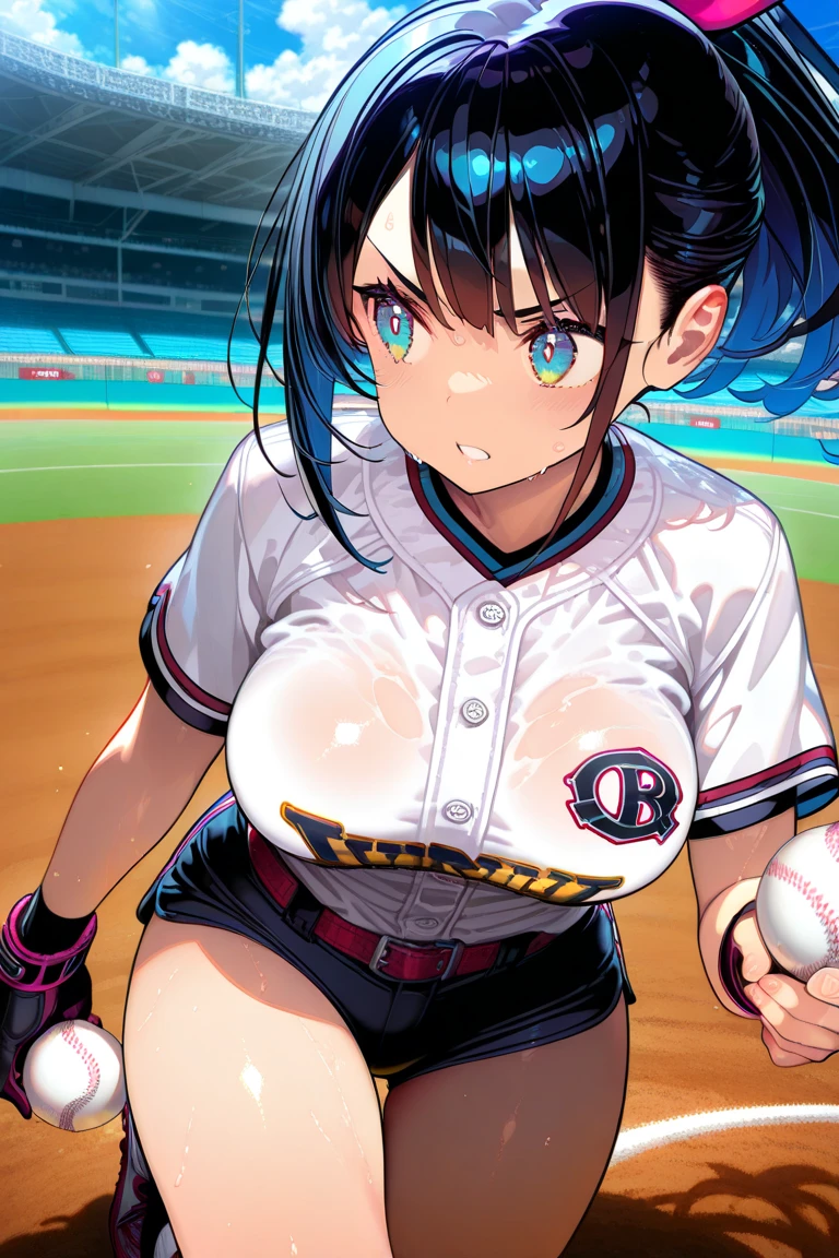 Score_9, score_8_up, score_7_up, score_6_up, score_5_up, score_4_up, source_anime, solo, 1girl, cute students, young female, sagging gigantic huge breasts, wide hips, thick thighs, huge areolae, areola slip, black areolae, dark nipples, sideview, detailed eyes, brown eyes, looking at viewer, baseball uniform, sleeveless, ahegao, orgasm, collarbone, head tilt, showing hairy stomach hair, hairy stomach hair, showing armpit, hairy armpit hair, bukkake, cum shot on armpit, sperm, having sex with boy, Japanese, hentai, crowded, baseball field, having sex, sex from behind, side view, side angle, spreading legs, hand behind the head, fecundation mark, raping atmosphere, tanned skin, rape, penis
