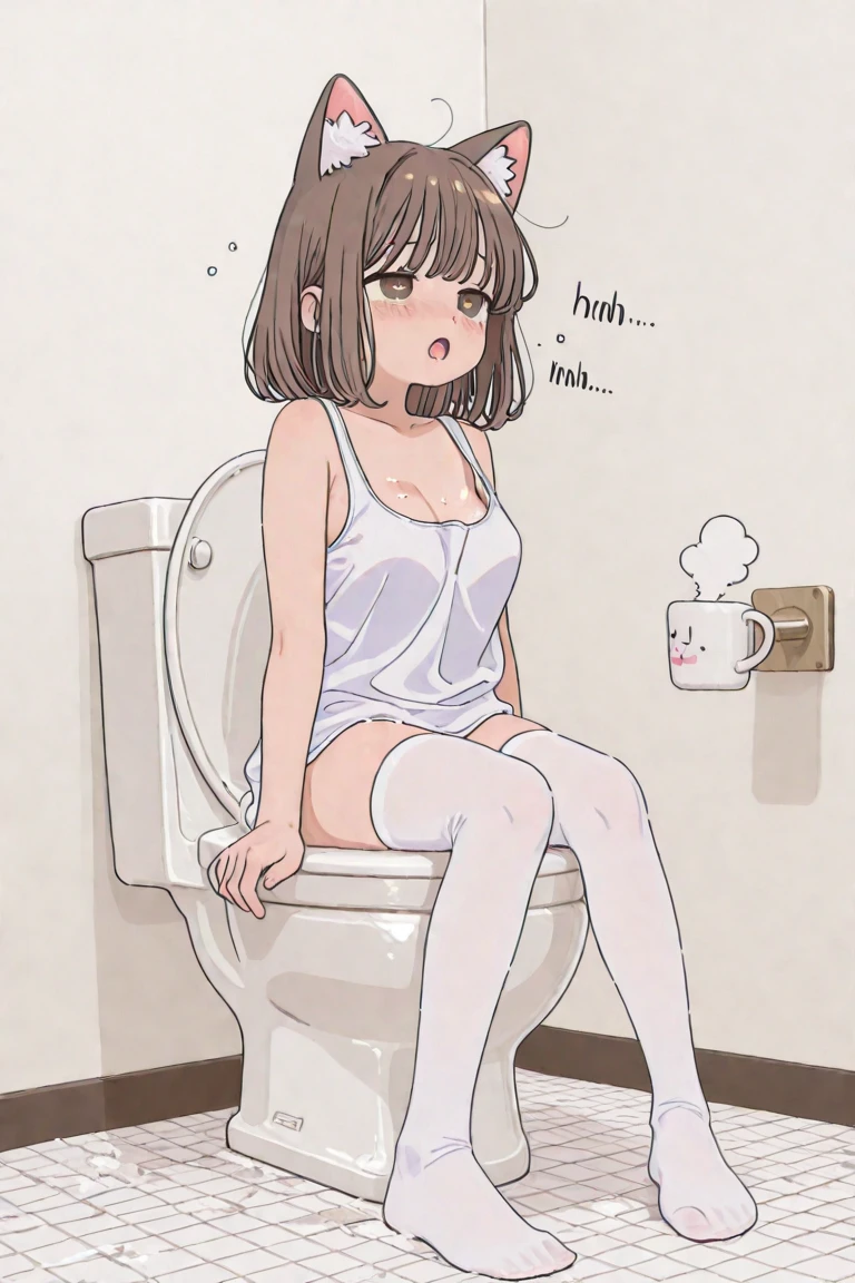 View your viewers, ,,blush,sweating,,Small breasts,bra,mini skirt,panties、((In the toilet)), Sensual look、Perversion、Lewd gaze、Open your mouth、Heavy breathing、Ahegao、