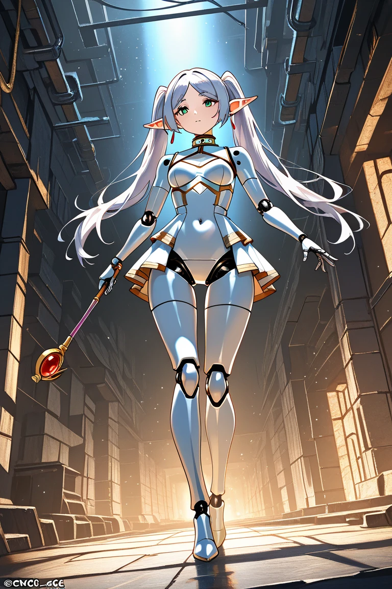 boutique,最high quality,Gold Jewelry,(My legs come off),Fairy Skin,(Faithfulness :1.2),Are standing,Very detailed,Realistic,high quality,Movie Light,Ray Tracking,Ultra HD,Upper Body, ショートパンツとジャケットを着た女の子が巨大ロボットの隣にAre standing, Gwaiz style artwork, Cyberpunk Mech, CGSTATION Trends, Gwaiz, Russell Dongjun Lu, Digital Cyberpunk Anime Art, Lostrun 8k, Gwaiz on ArtStation Pixiv, Mecha Network Armor Girl