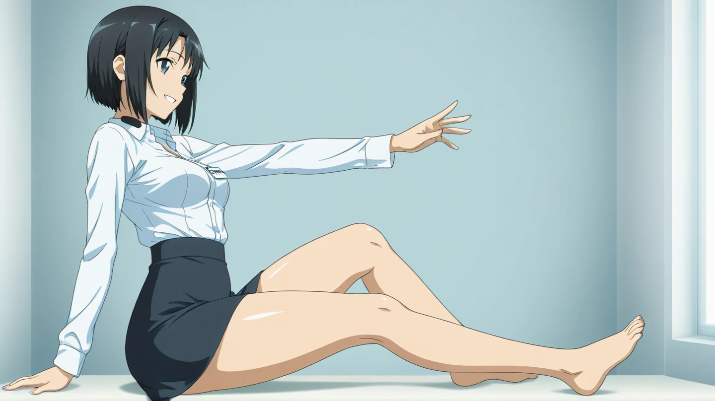 (Brunette, ,8k,Perfect body,Ultra Clear,Highest quality, masterpiece:1.4),(Anime Style:1.37) , photograph, Detailed Background, 1 Girl, (((white lace panties))), Cowboy Shooting, Watching the crowd, A faint smile, Sitting, Crossing your legs, From below, On the chair,classroom ,